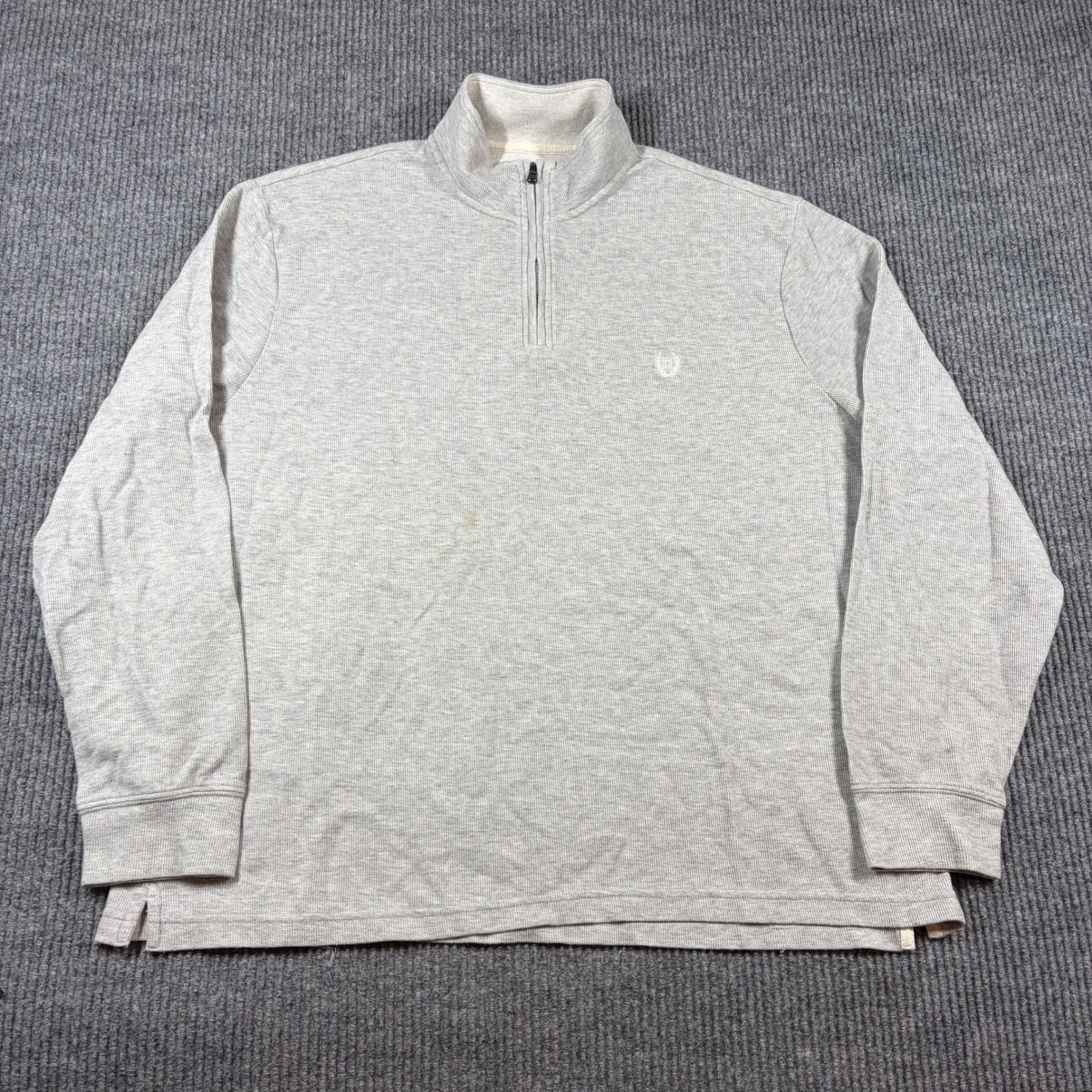 Chaps Pullover Men's Xxl Gray Quarter Zip Pullover Ribbed Knit Long Sleeve